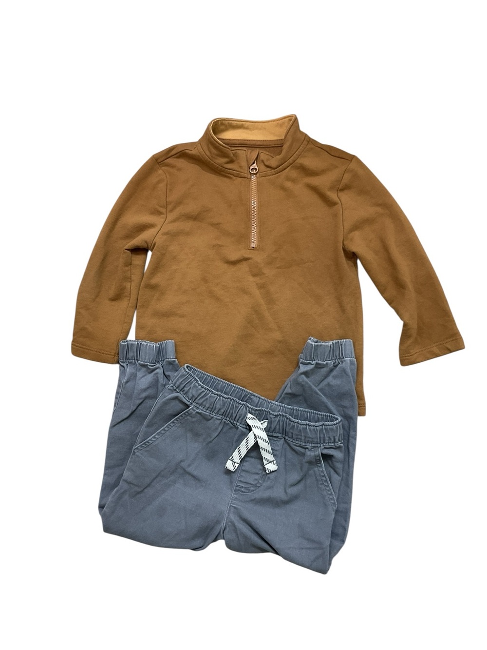 Garanimals Mustard Top and Gray Drawstring Pants Set